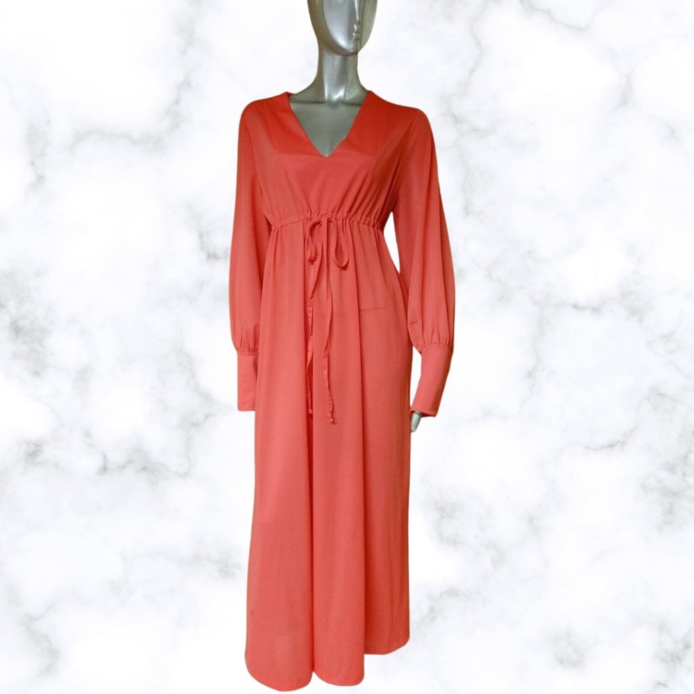 Vintage 70s Mistee Sz Large Red Long Nightgown